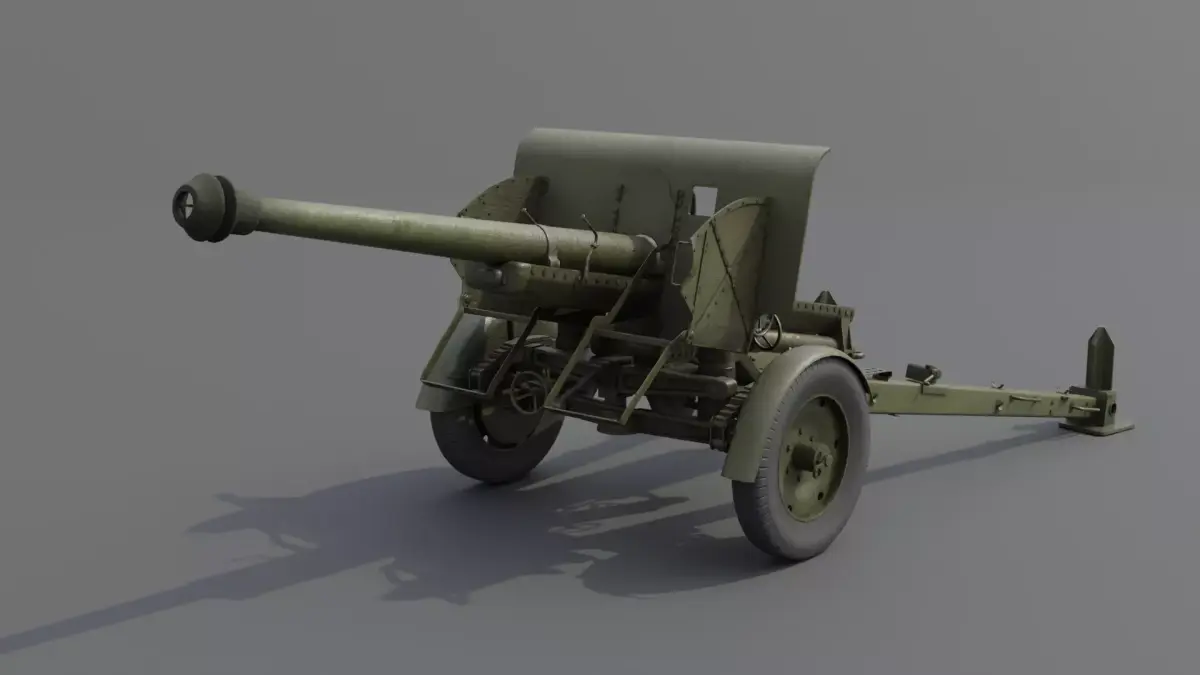 Type 90 75 mm field gun Low-poly 3D model