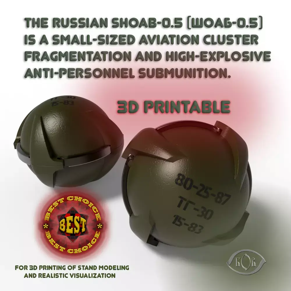 SHOAB 05 Submunition for Cluster avia Bomb Moulage 3D printable 3D model