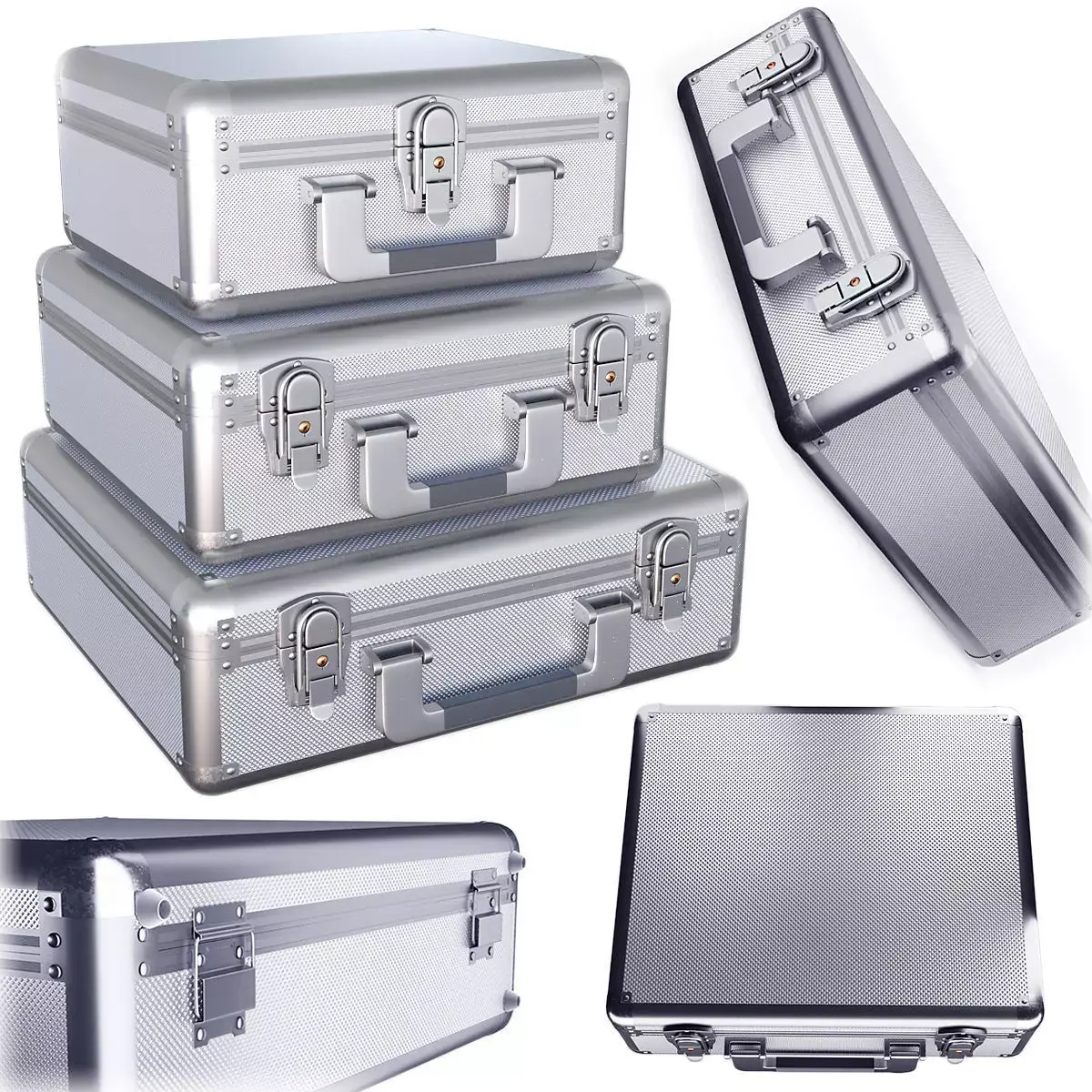 case set two silver briefcases Low-poly 3D model