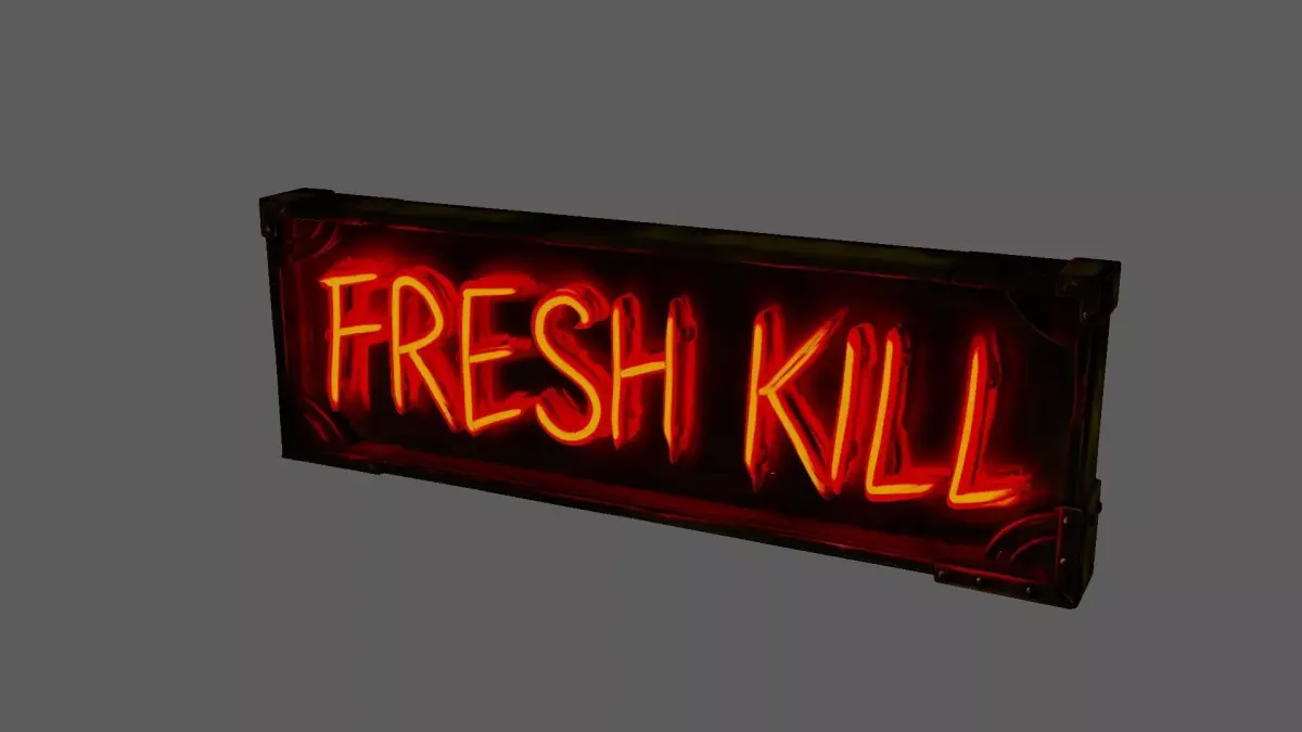 Stylized Neon Signboard - Fresh Kill Horror  Cyberpunk Sign 3D model