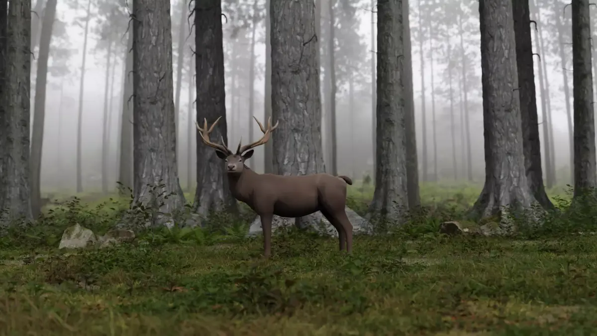 Deer LowPoly with antlers Low-poly 3D model