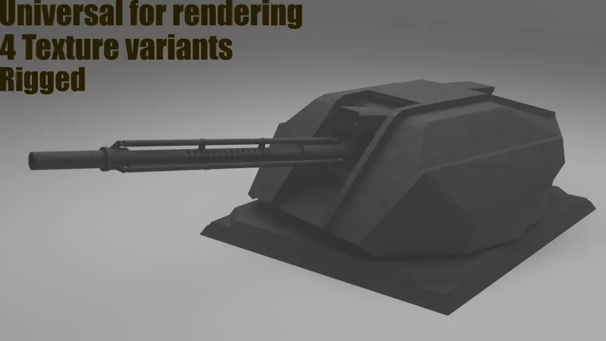 SC-FI Turret 30mm for  Eevee and Cycles  Low-poly 3D model