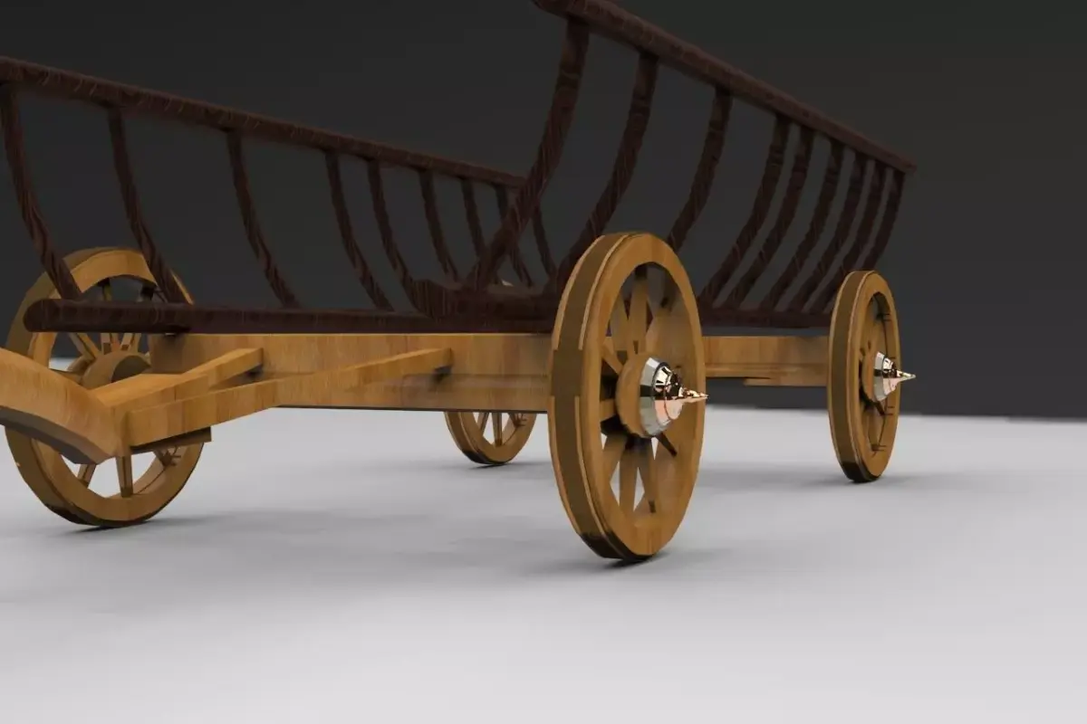 ox cart bullock cart 3D model