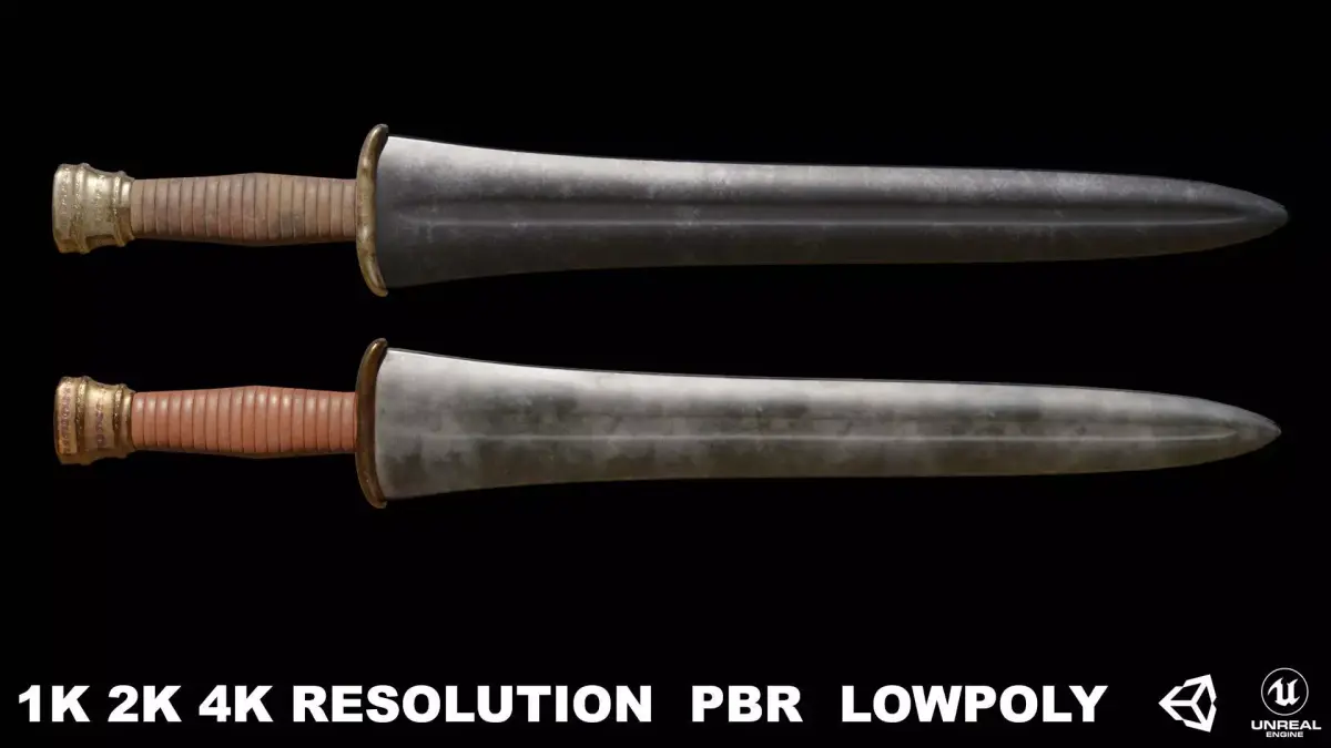 Greek Sword Xiphos 03 Low-poly 3D model