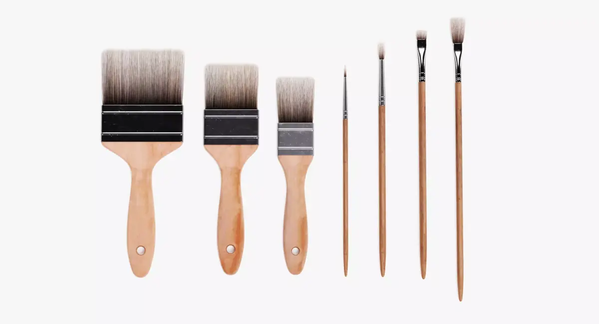 Paint Brush Set - 7 Painting Tools 3D model