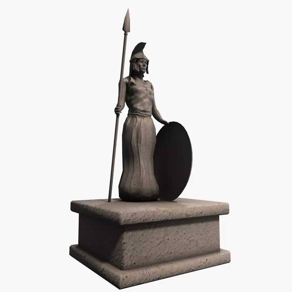 Athena greek stone statue Low-poly 3D model