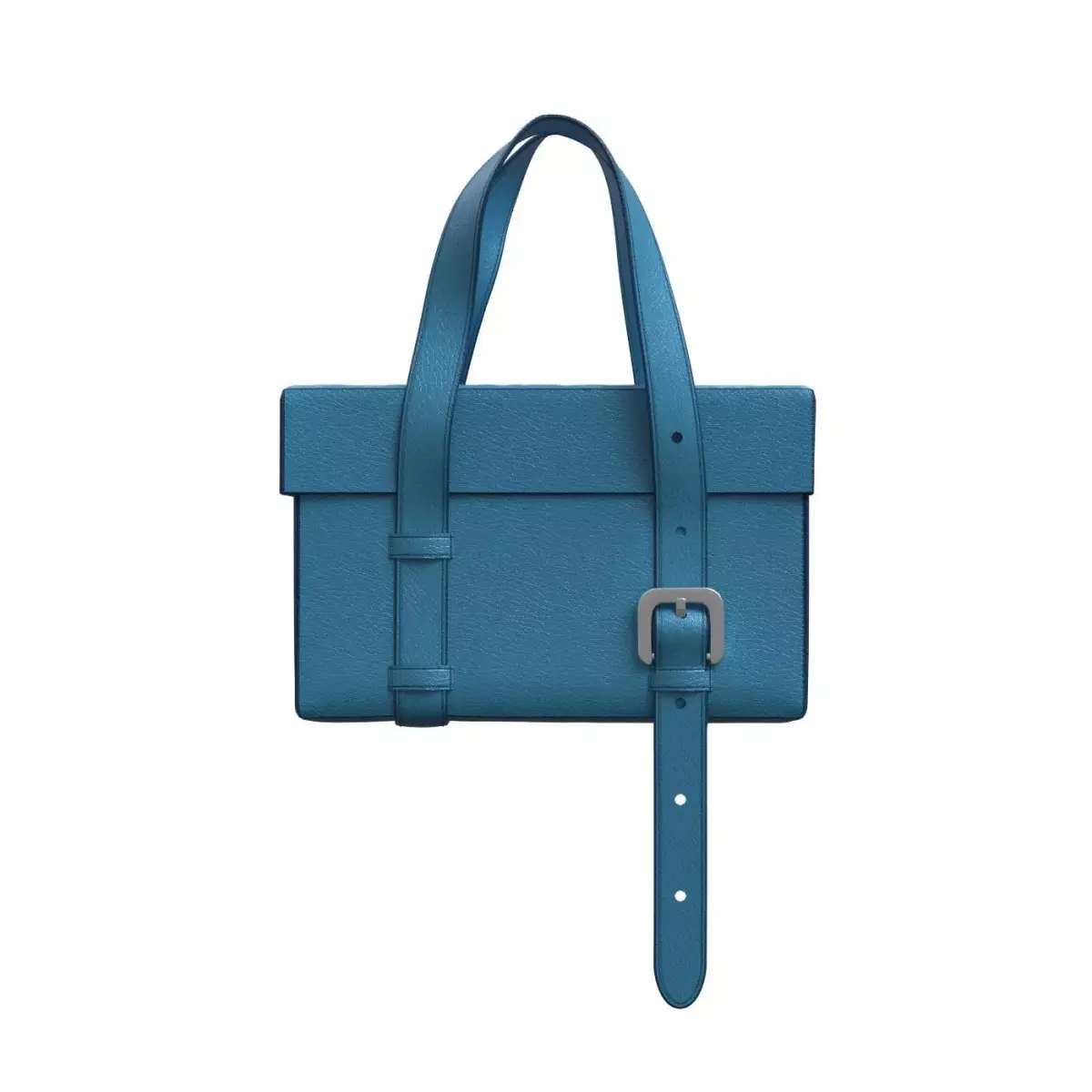 Blue Leather Box Tote Bag 3D model