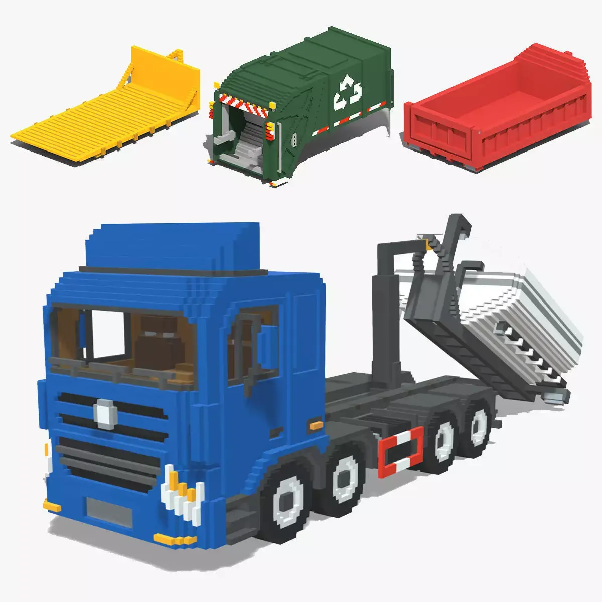 Voxel Hook lift Pack 5 Items Low-poly 3D model
