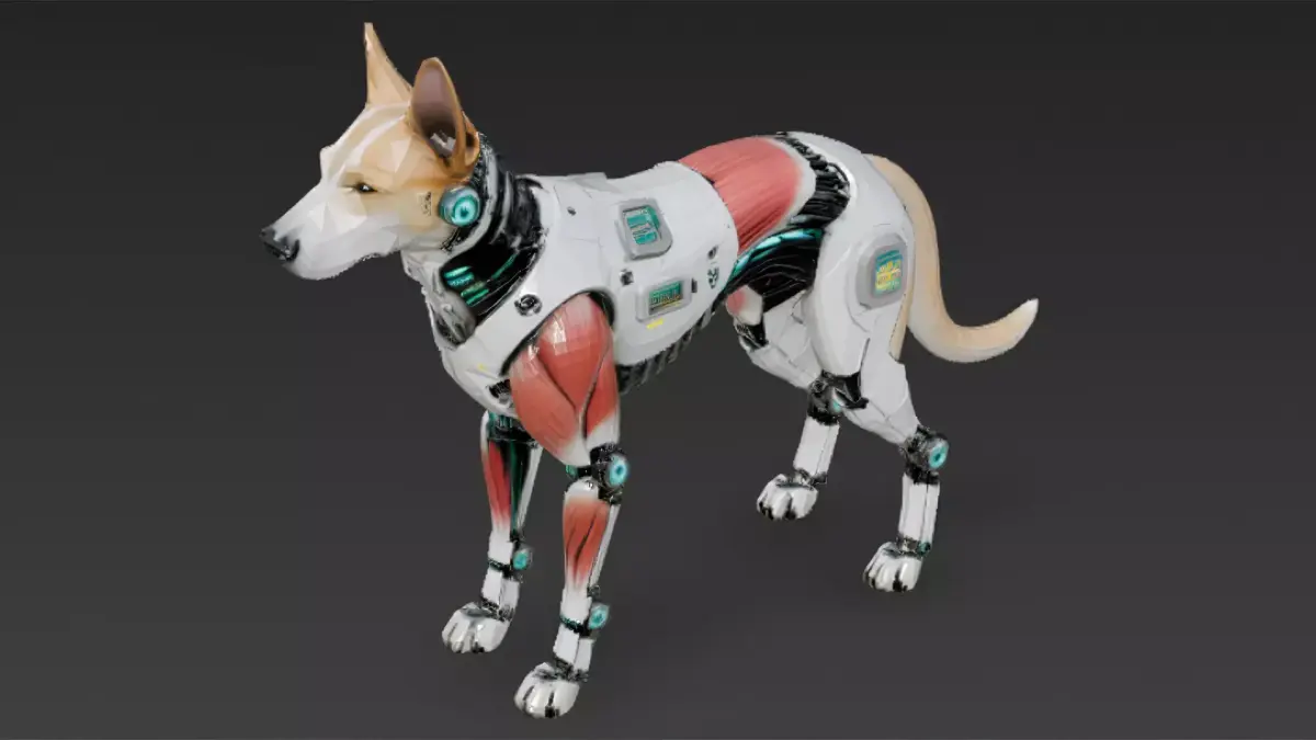 Cyber Dog Creature Model Low-poly 3D model