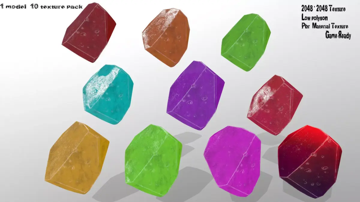 crystal set 2 gemstone Low-poly 3D model