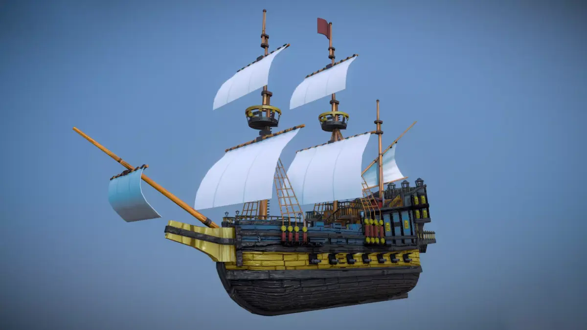Pirate Ship Destroyer Low-poly 3D model