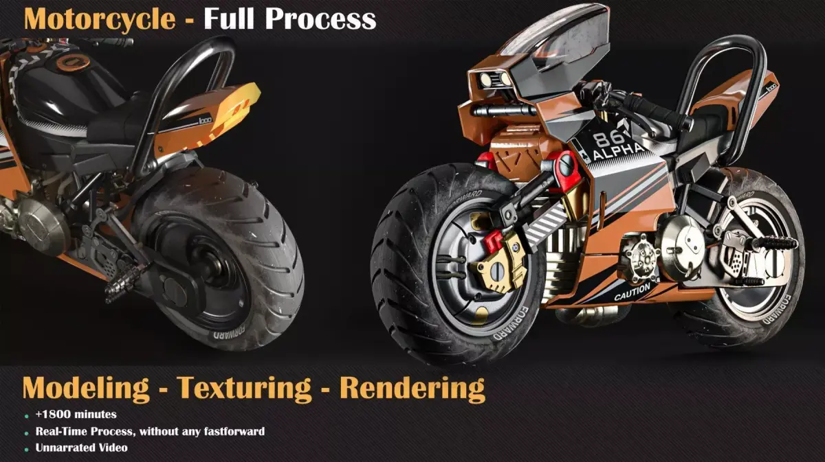 Motorcycle Tutorial Full process   3D model