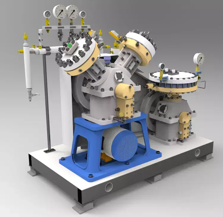 Large ship diaphragm compressor 3D model