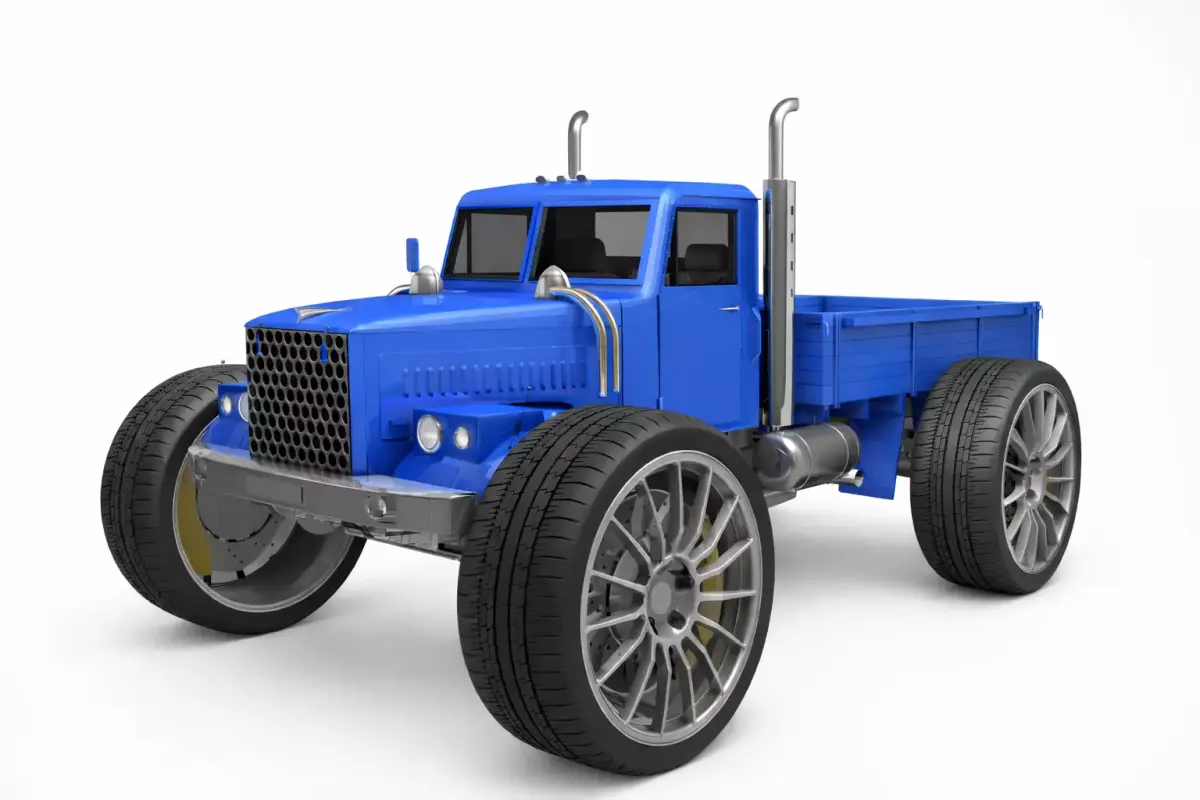 Big Wheel 1950s Pickup Low Poly Stylized Retro Truck Asset Low-poly 3D model