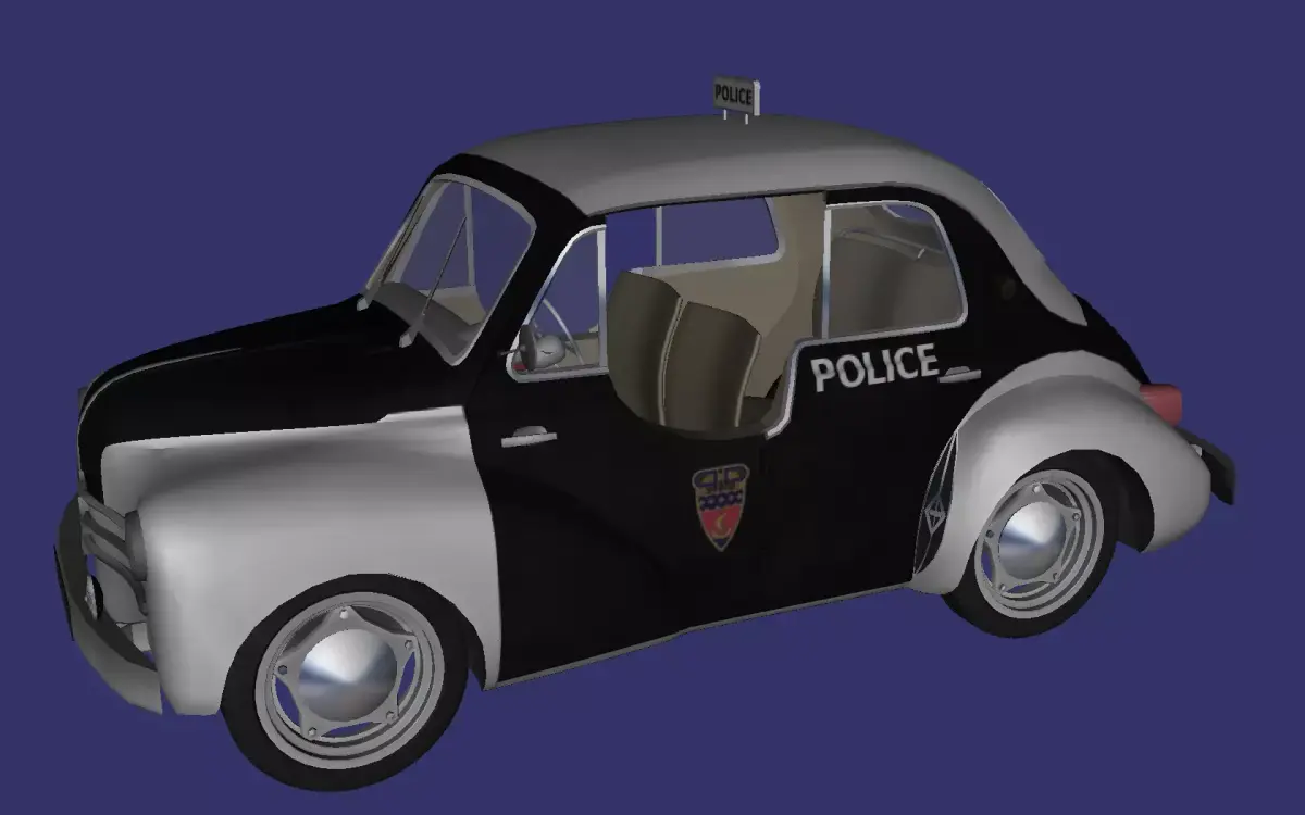 Renault 4 Cv Police version Free low-poly 3D model