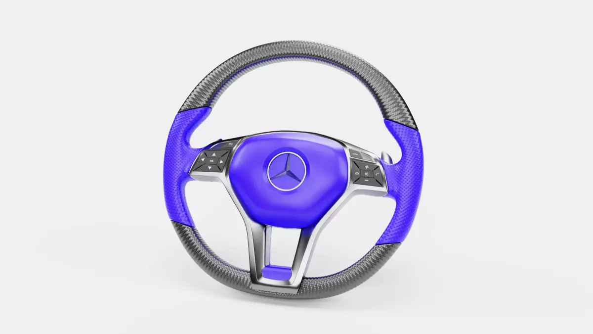 3d Steering Wheel With Blue Cover 3D model