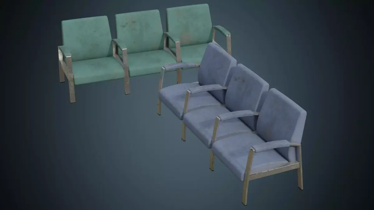 Waiting Chair 1B Low-poly 3D model