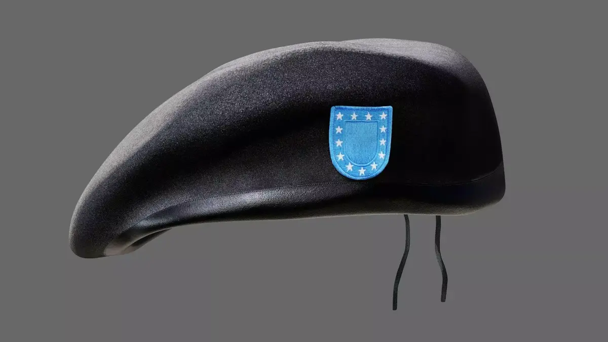 US Military Helmet hat Beret  Black  Low-poly 3D model