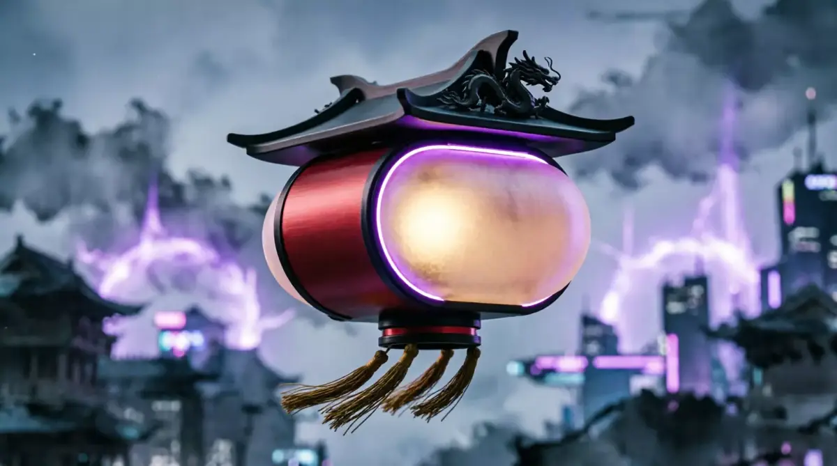 Cyberpunk Asian Lantern - Cyber Low-poly 3D model