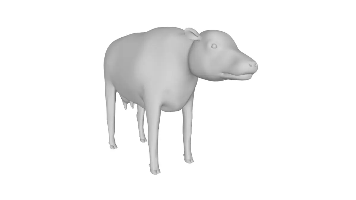 Cow rigged with mouth 3D model