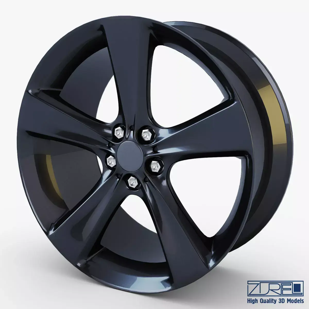 Style 128 wheel black Mid Poly Low-poly 3D model