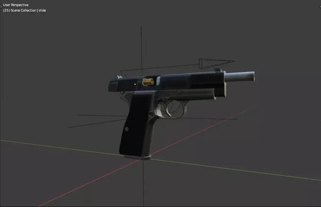 9mm Pistol rigged blender file 3D Model 3D model