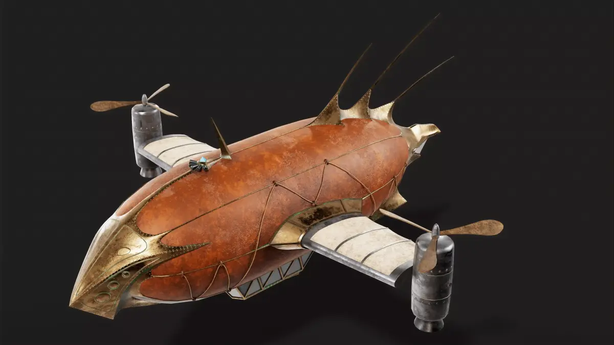 Steampunk airship Wanderer of the Winds Low-poly 3D model Low-poly 3D model
