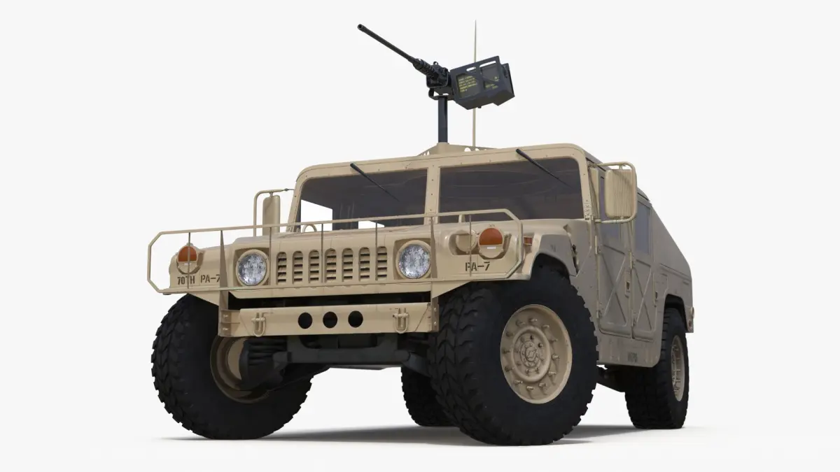 Military Humvee with Mounted Machine Gun Rigged for Cinema 4D 3D model purchase