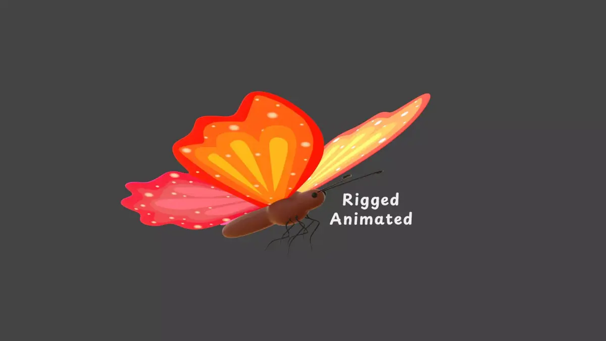 Butterfly Wing Flapping 8 Animated Low-poly 3D model