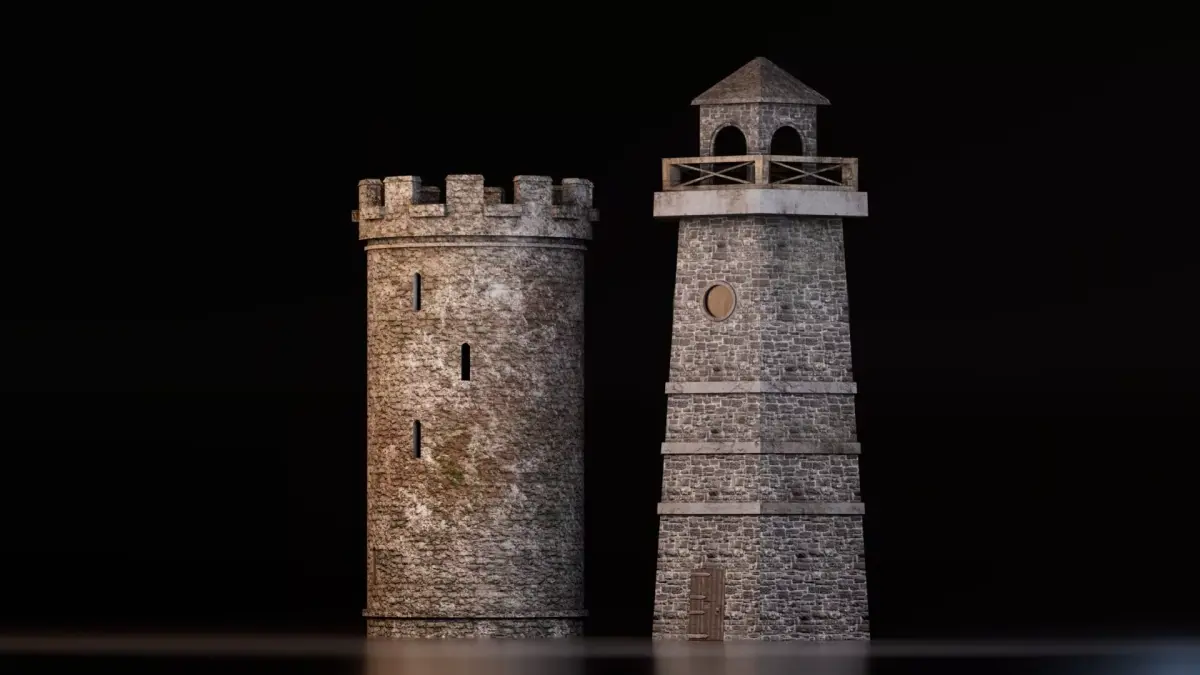 Medieval Stone Tower Pack Low-poly 3D model