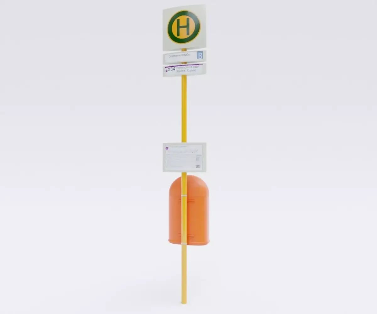 bus stop sign recycling bin 3D model