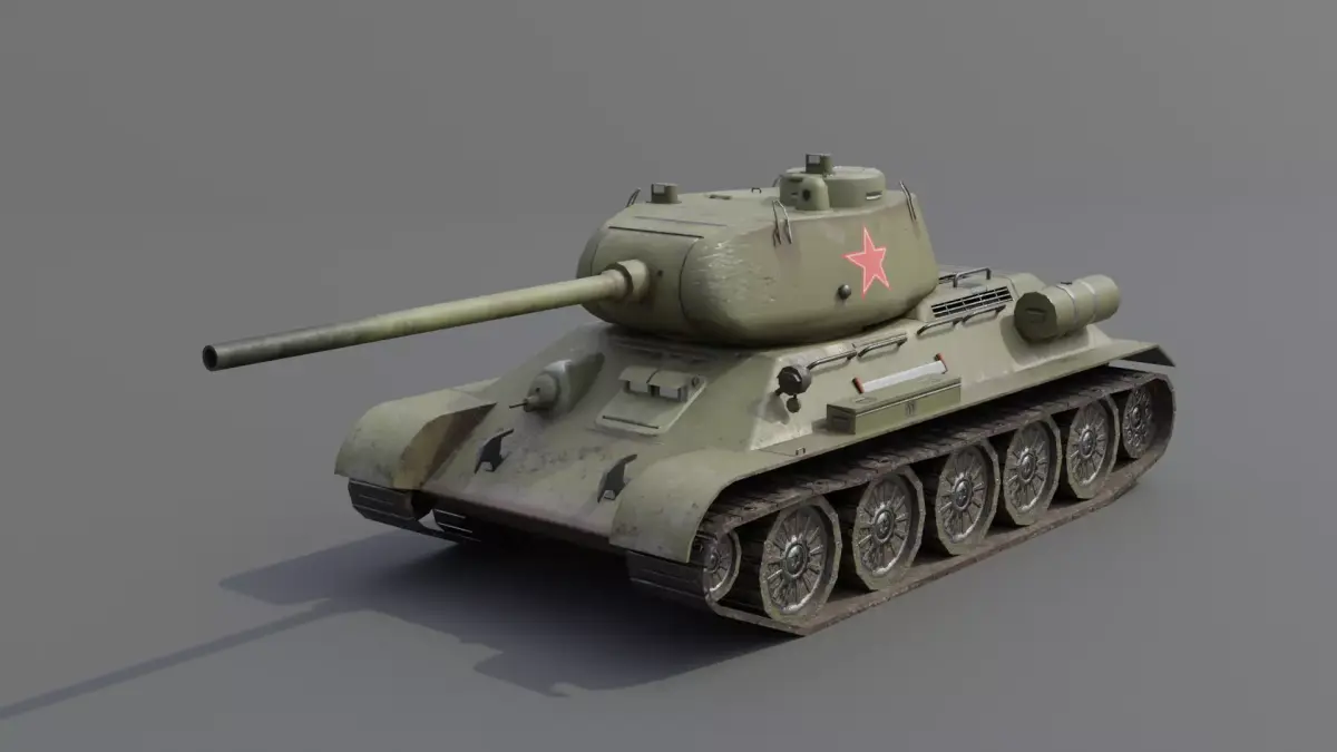 T34-85 D-5T Medium Tank Low-poly 3D model