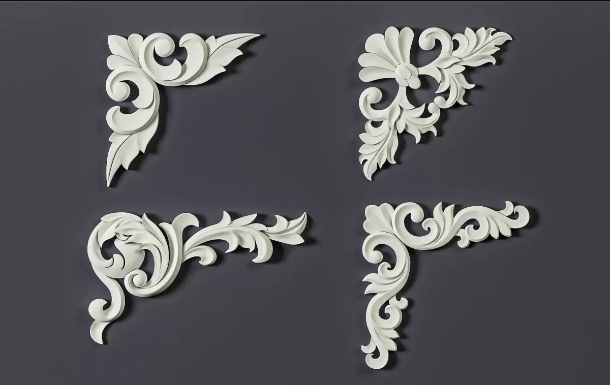 4 Free Corner 3D Models with their Ornament Brushes and Alphas Free 3D model