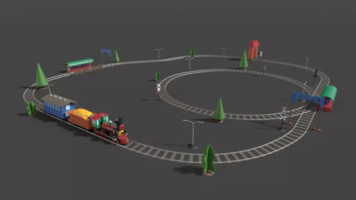 Toy Railway Low-poly 3D model