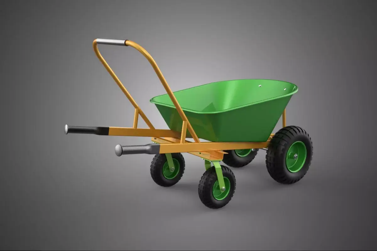 HEAVY DUTY TILTING FOUR CASTER WHEEL BARROW WHEELBARROW DUMPING 3D model