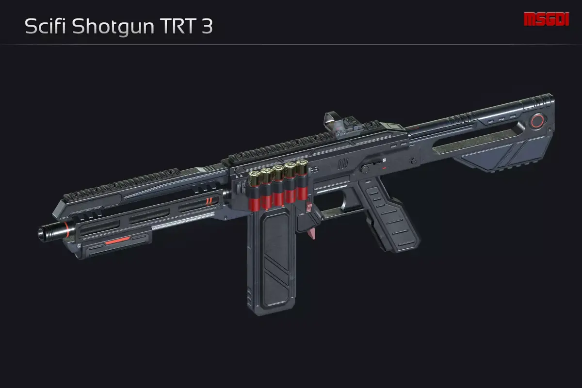 Scifi Shotgun TRT 3 Low-poly 3D model