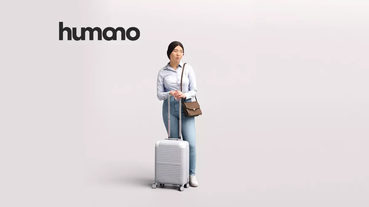 Humano Traveling Asian Woman with suitcase 2206-6 3D model