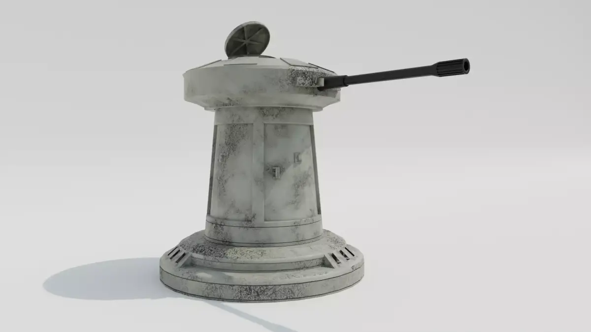 DF9 Turret Low-poly 3D model