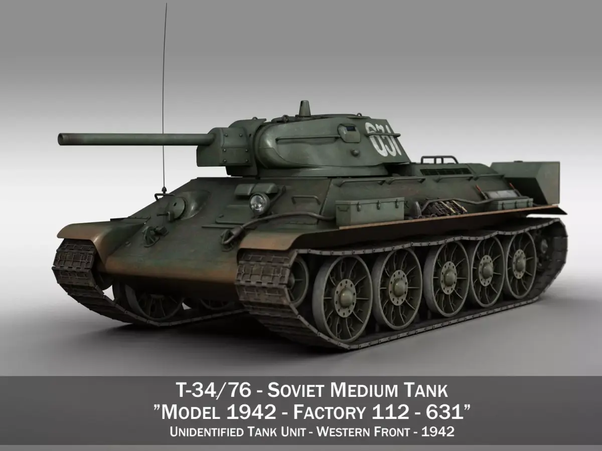 T-34-76 - Model 1942 - Soviet medium tank - 631 3D model