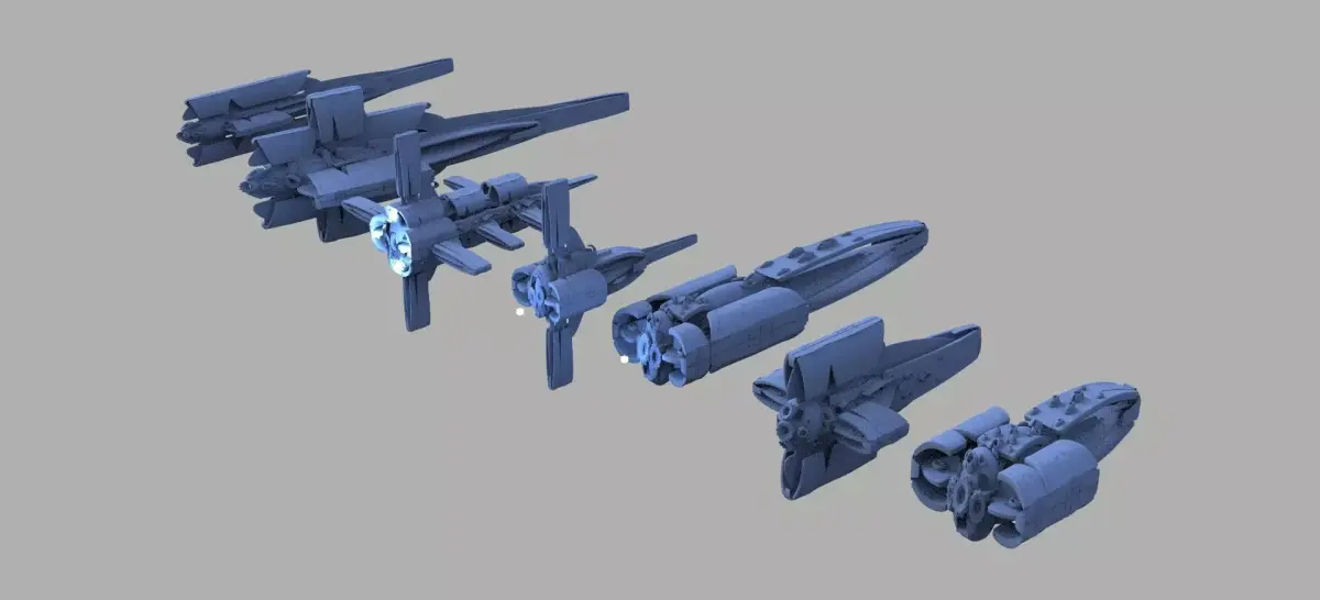 7 Spaceship Designs 3D model