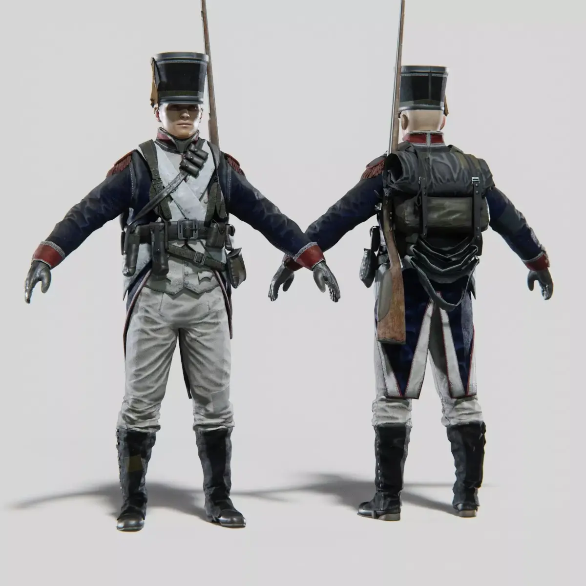 Soldier Napoleon Infantry Rigged Low-poly 3D model