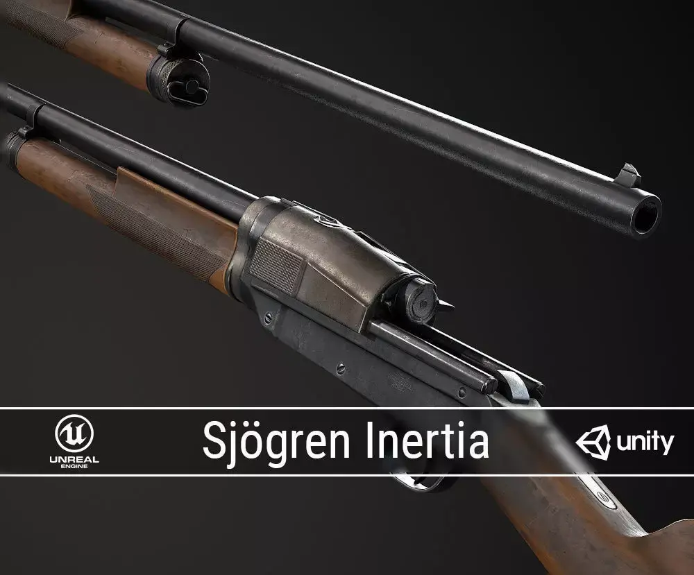 PBR Sjogren Inertia Shotgun Low-poly 3D model