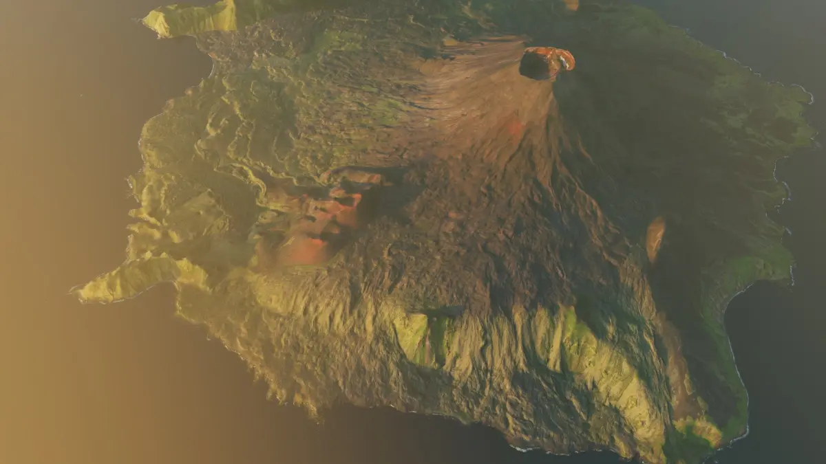 Small Aleutian Island Volcano 3D model