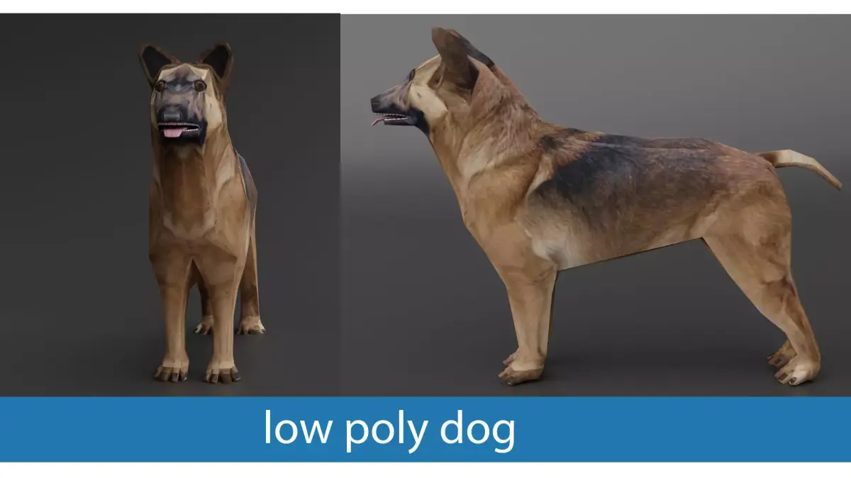 low poly dog model - ready for game  Low-poly 3D model