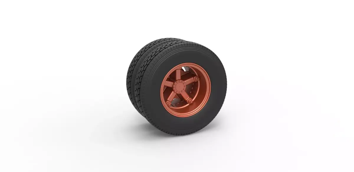 Rear 5 spoke wheel of old school truck Scale 1 to 25 3D print model