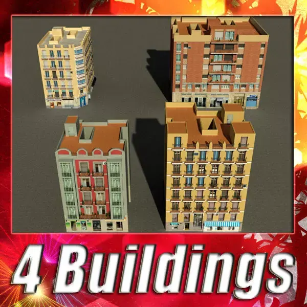 Building Collection 93-96 Low-poly 3D model