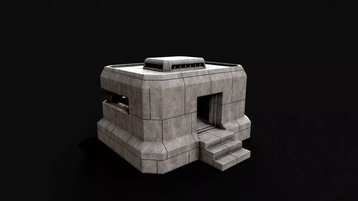 Military Concrete Bunker Base 3 Low-poly 3D model