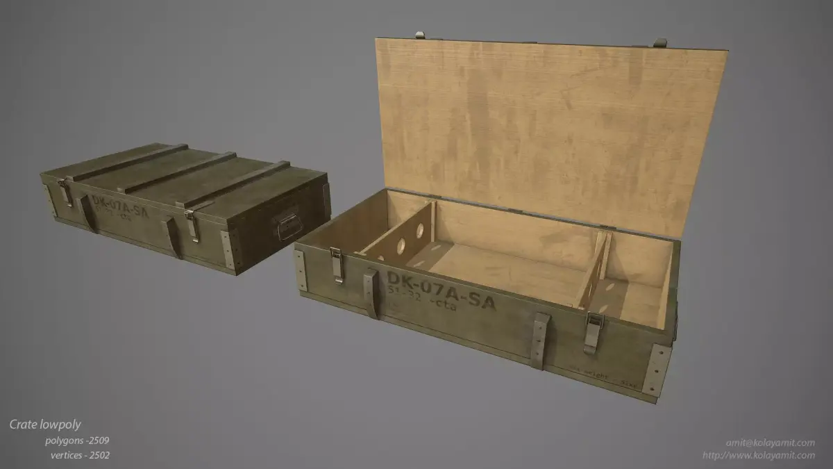 Crate Low Poly Game Ready two wooden boxes Low-poly 3D model