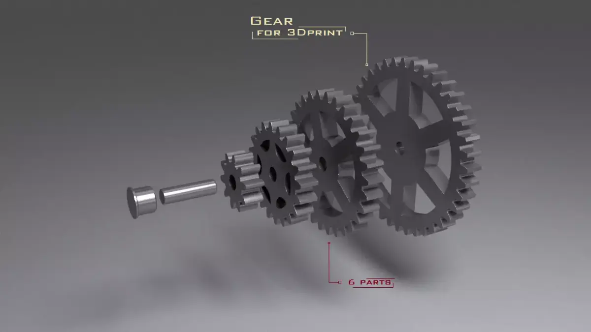 Gear 6parts 3D print model