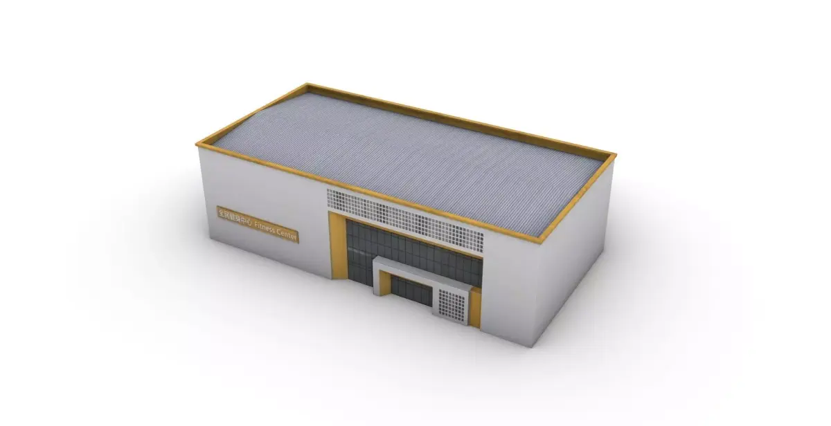 Public Fitness Center Low-poly 3D model